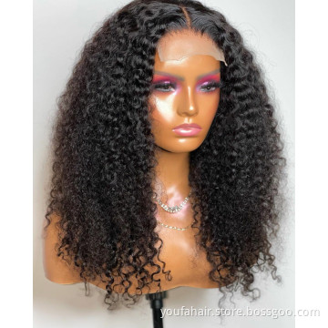 Invisible Hairline Jerry Curl 5 by 5 Human Hair HD Lace Wig Afro Kinky Curly Virgin Hair Super Fine Swiss Lace Closure Wigs